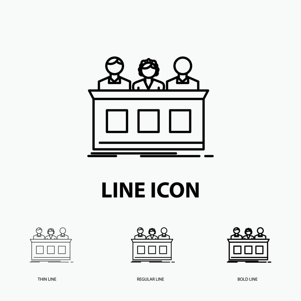 competition. contest. expert. judge. jury Icon in Thin. Regular and Bold Line Style. Vector illustration