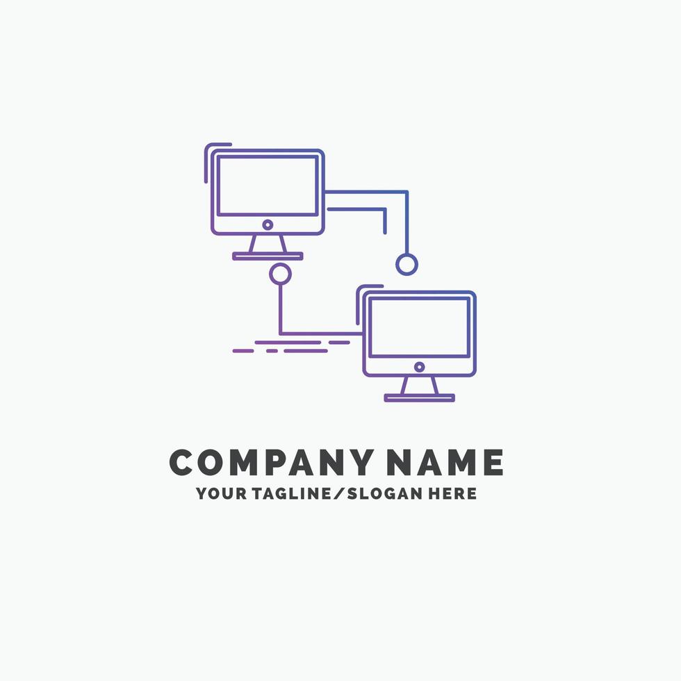 local. lan. connection. sync. computer Purple Business Logo Template. Place for Tagline vector