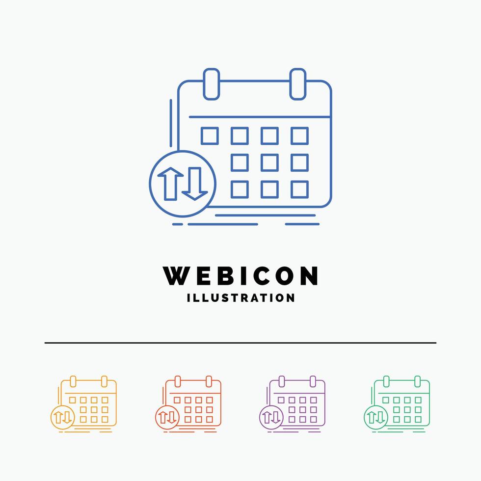 schedule. classes. timetable. appointment. event 5 Color Line Web Icon Template isolated on white. Vector illustration