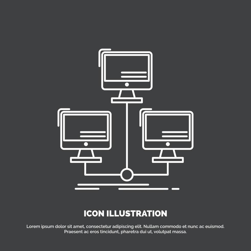 database. distributed. connection. network. computer Icon. Line vector symbol for UI and UX. website or mobile application