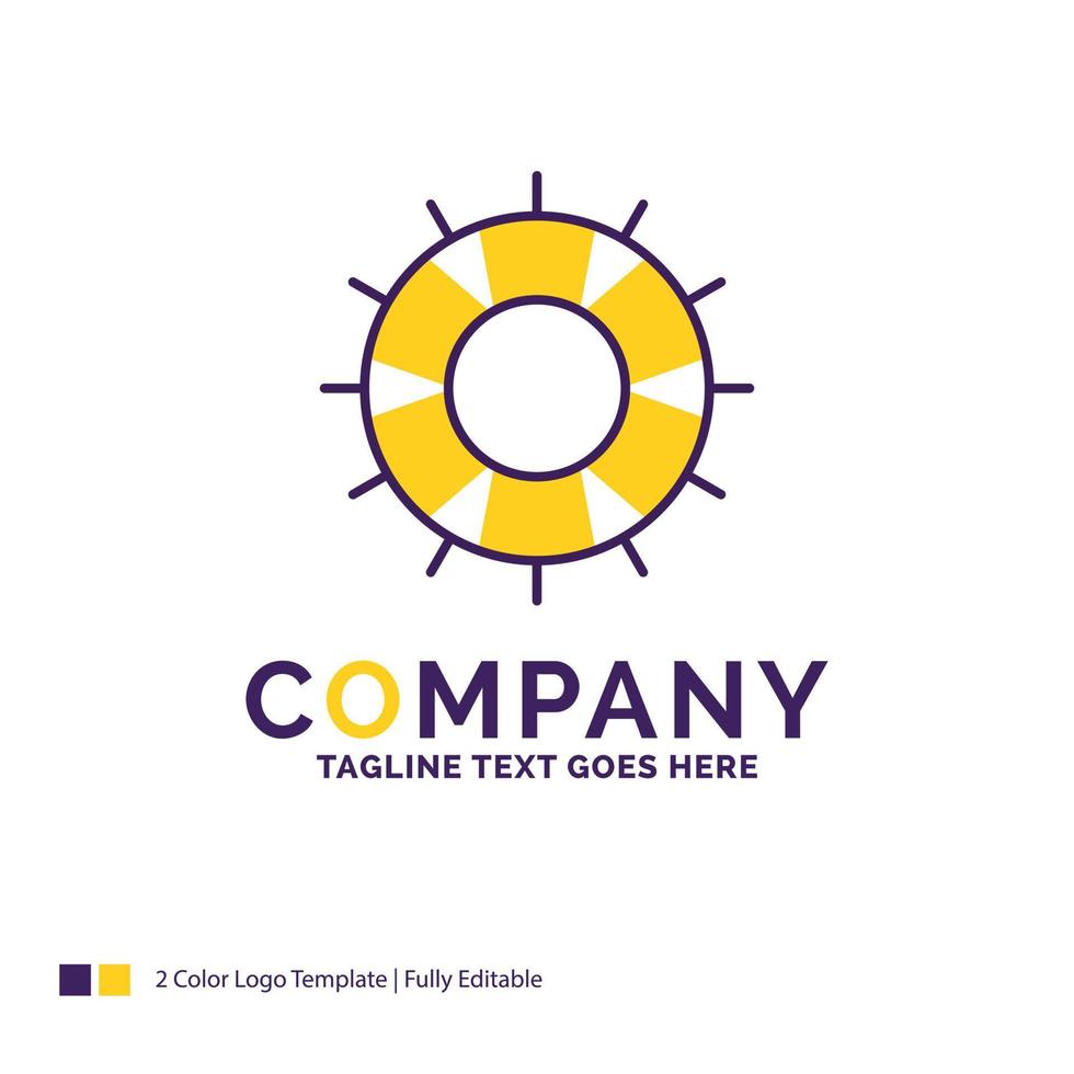 Company Name Logo Design For help. lifebuoy. lifesaver. save. support. Purple and yellow Brand Name Design with place for Tagline. Creative Logo template for Small and Large Business. vector