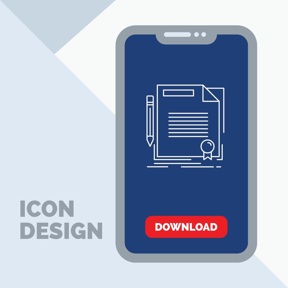 agreement. contract. deal. document. paper Line Icon in Mobile for Download Page vector