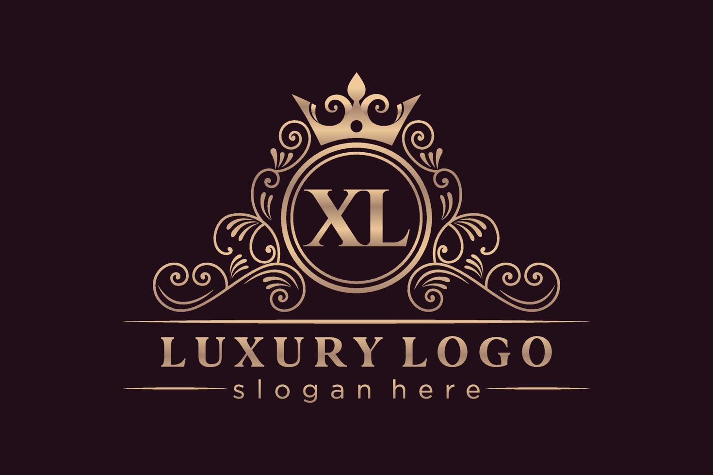 XL Initial Letter Gold calligraphic feminine floral hand drawn heraldic monogram antique vintage style luxury logo design Premium Vector