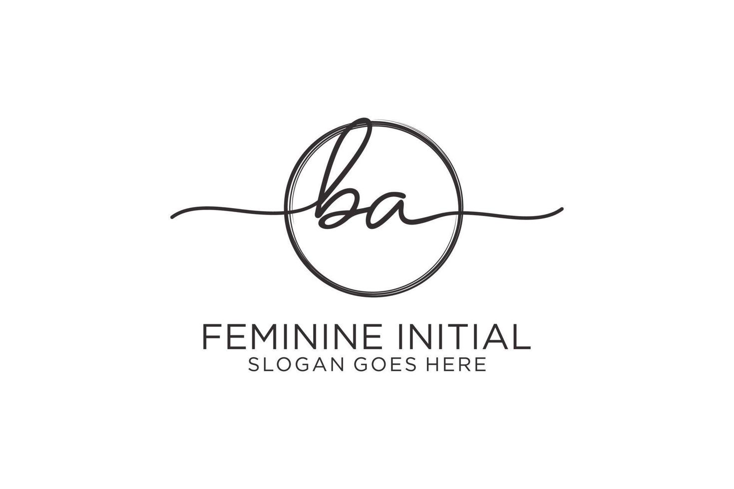 Initial BA handwriting logo with circle template vector logo of initial signature, wedding, fashion, floral and botanical with creative template.