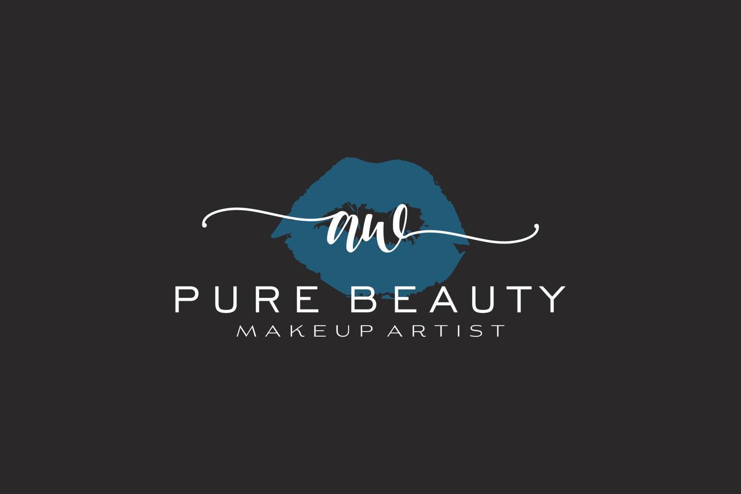 diseño de logotipo prefabricado inicial de labios de acuarela aw, logotipo para marca comercial de artista de maquillaje, diseño de logotipo de boutique de belleza rubor, logotipo de caligrafía con plantilla creativa. vector