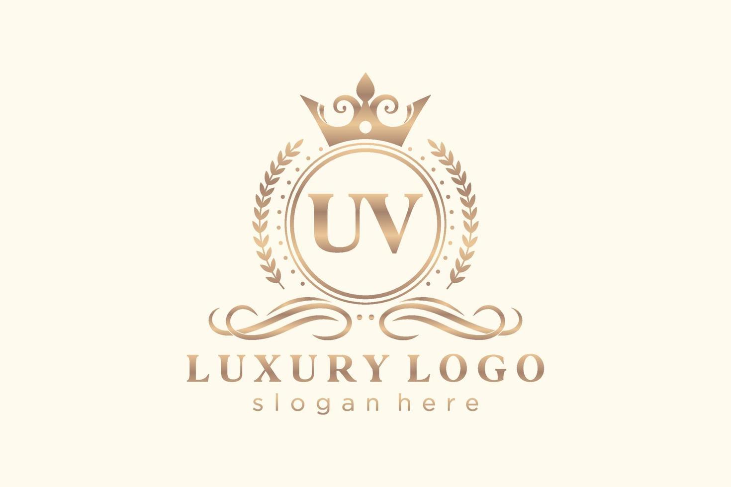 Initial UV Letter Royal Luxury Logo template in vector art for Restaurant, Royalty, Boutique, Cafe, Hotel, Heraldic, Jewelry, Fashion and other vector illustration.