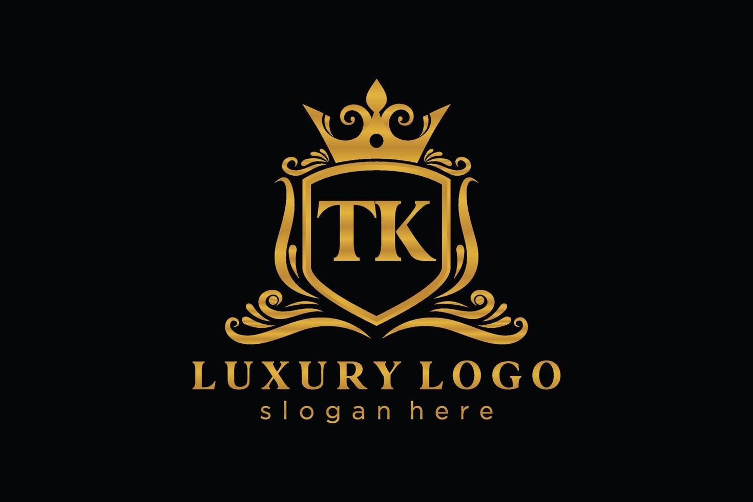 Initial TK Letter Royal Luxury Logo template in vector art for Restaurant, Royalty, Boutique, Cafe, Hotel, Heraldic, Jewelry, Fashion and other vector illustration.