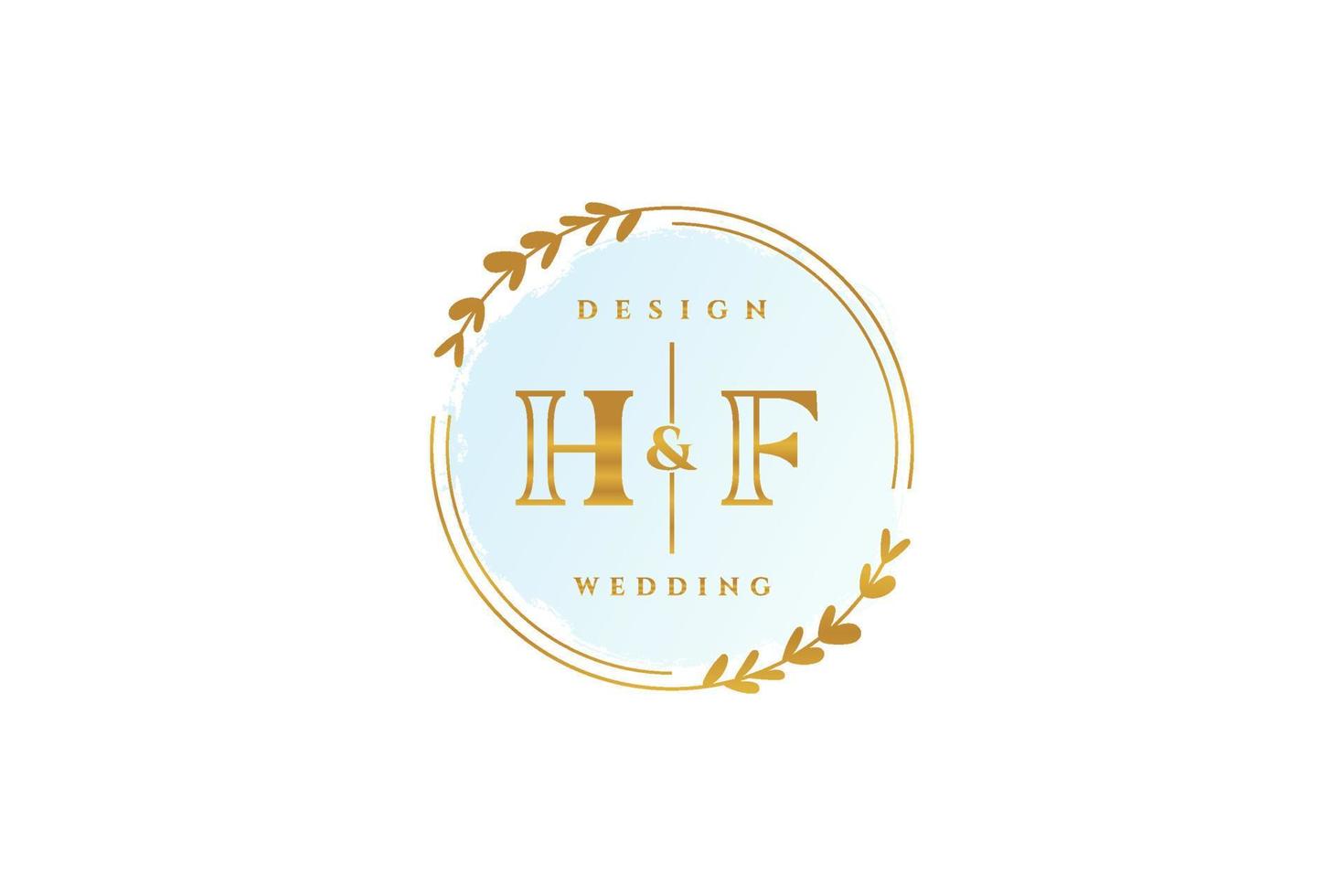 Initial HF beauty monogram and elegant logo design handwriting logo of initial signature, wedding, fashion, floral and botanical with creative template. vector