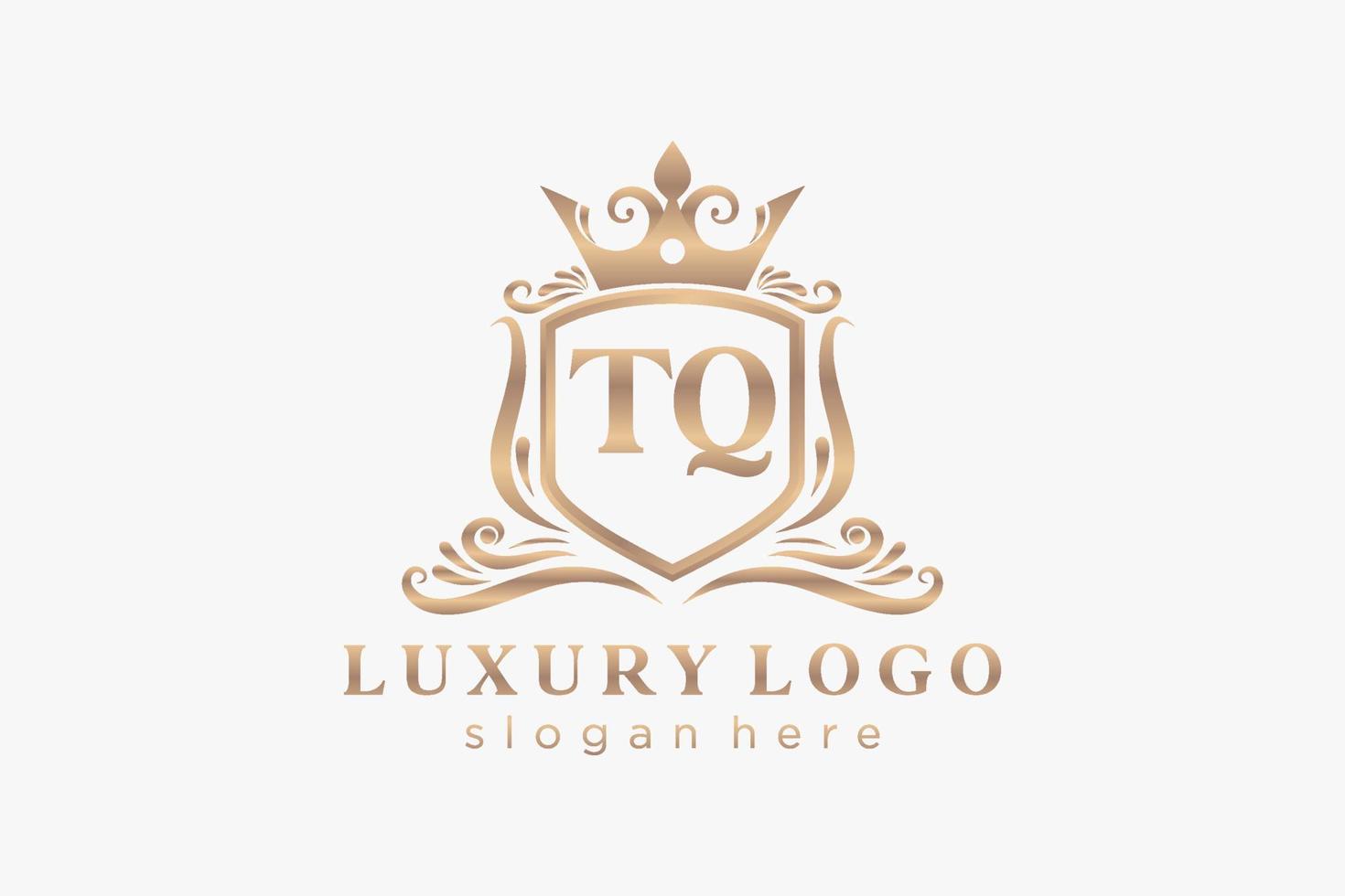 Initial TQ Letter Royal Luxury Logo template in vector art for Restaurant, Royalty, Boutique, Cafe, Hotel, Heraldic, Jewelry, Fashion and other vector illustration.