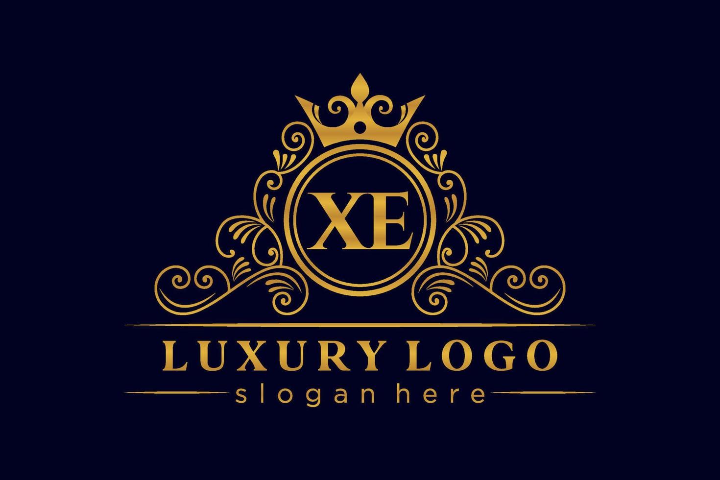 xe letra inicial oro caligráfico femenino floral dibujado a mano monograma heráldico antiguo estilo vintage diseño de logotipo de lujo vector premium