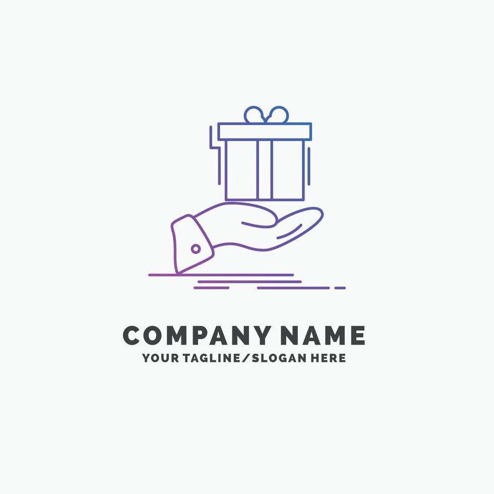 gift. surprise. solution. idea. birthday Purple Business Logo Template. Place for Tagline vector