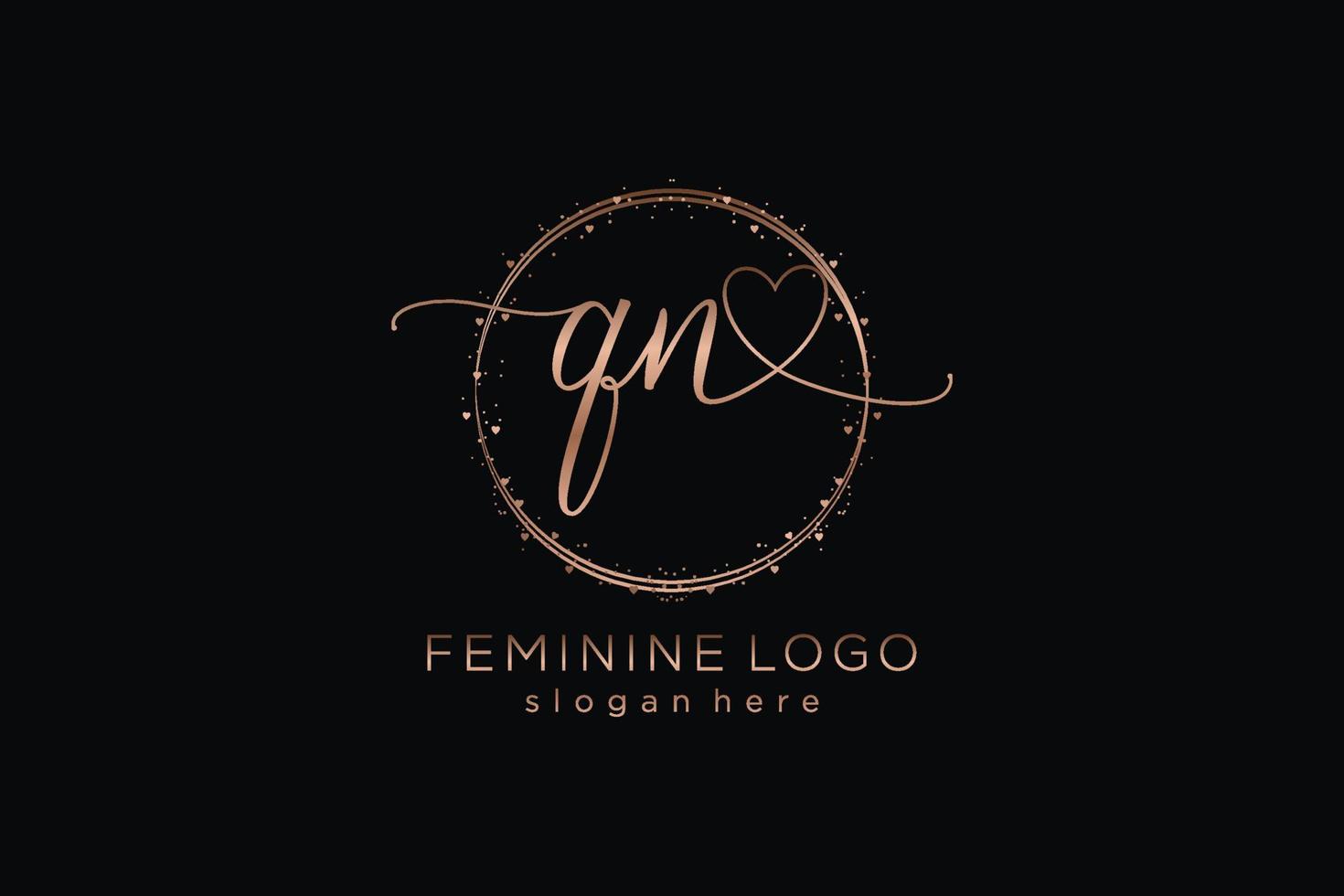 Initial QN handwriting logo with circle template vector logo of initial wedding, fashion, floral and botanical with creative template.