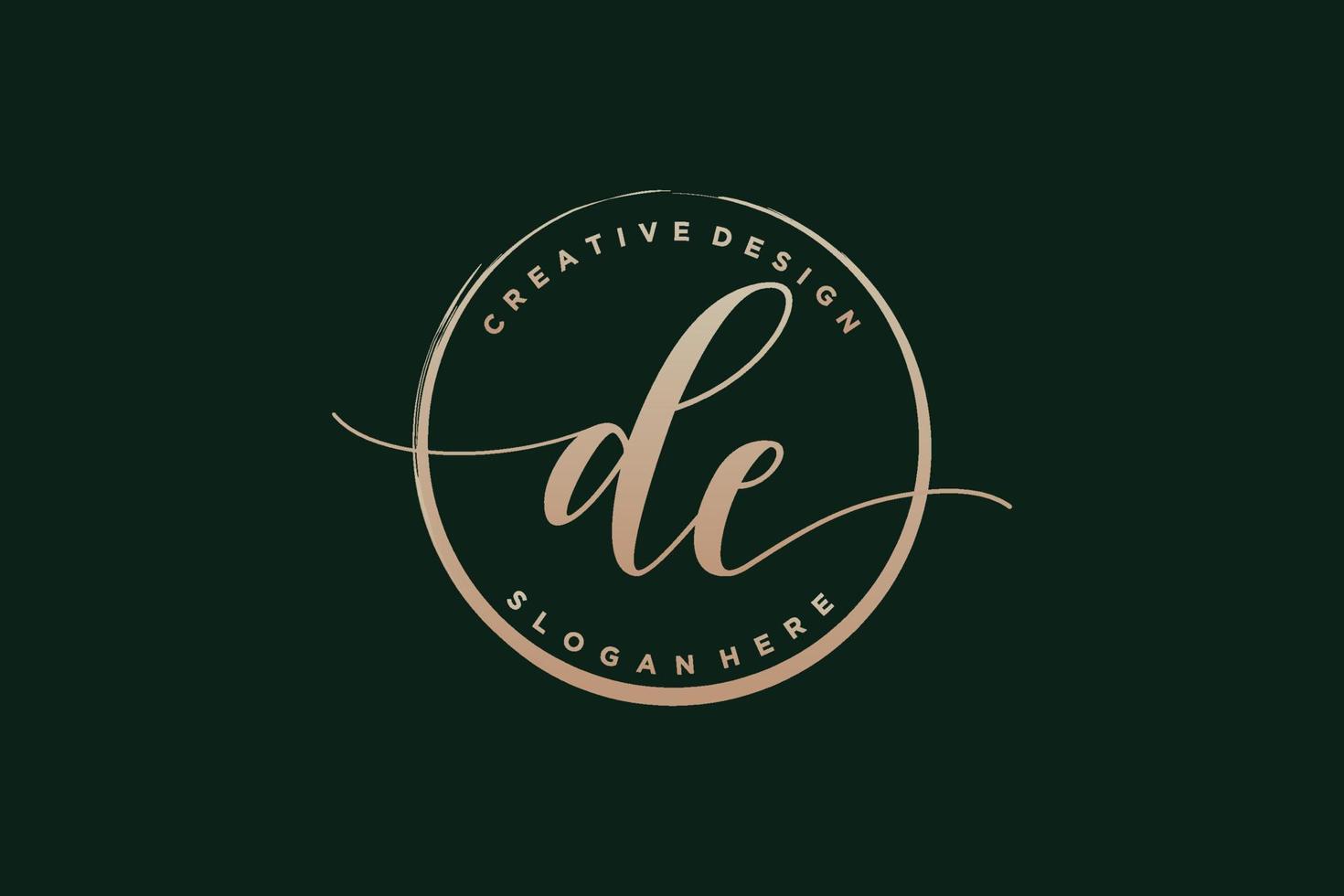 Initial DE handwriting logo with circle template vector signature, wedding, fashion, floral and botanical with creative template.