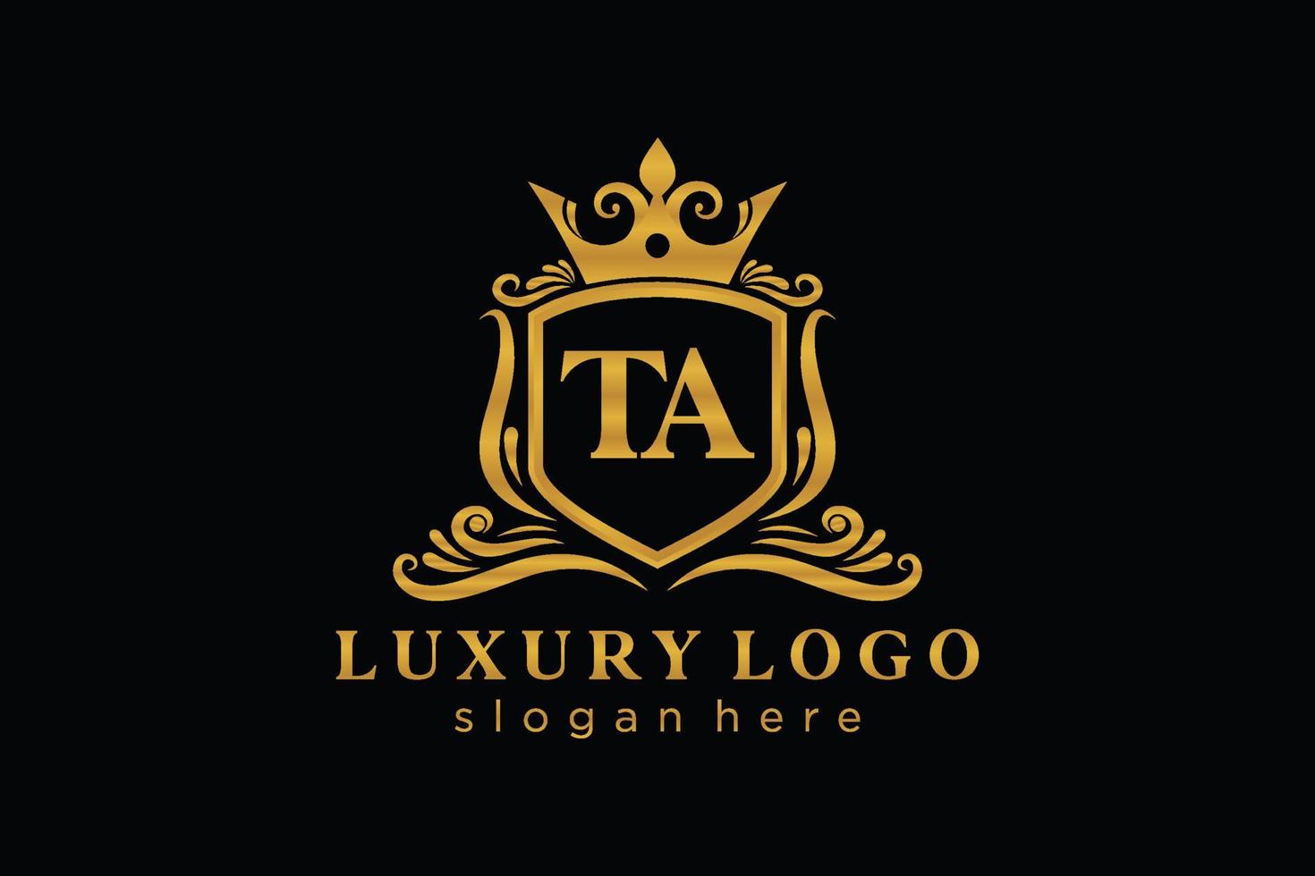 Initial TA Letter Royal Luxury Logo template in vector art for Restaurant, Royalty, Boutique, Cafe, Hotel, Heraldic, Jewelry, Fashion and other vector illustration.