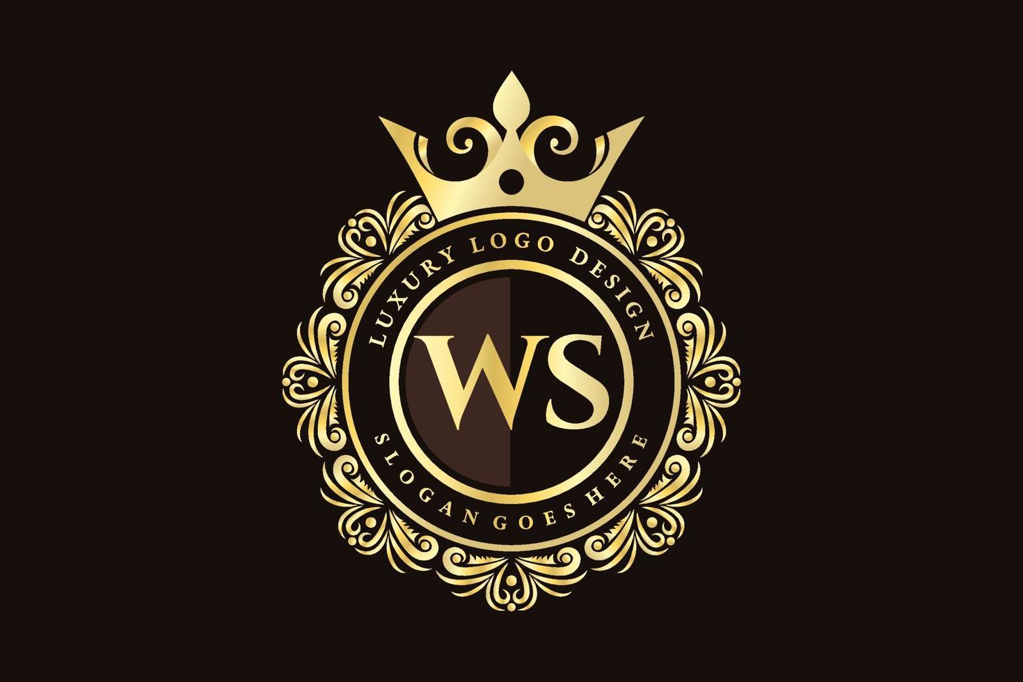 WS Initial Letter Gold calligraphic feminine floral hand drawn heraldic monogram antique vintage style luxury logo design Premium Vector