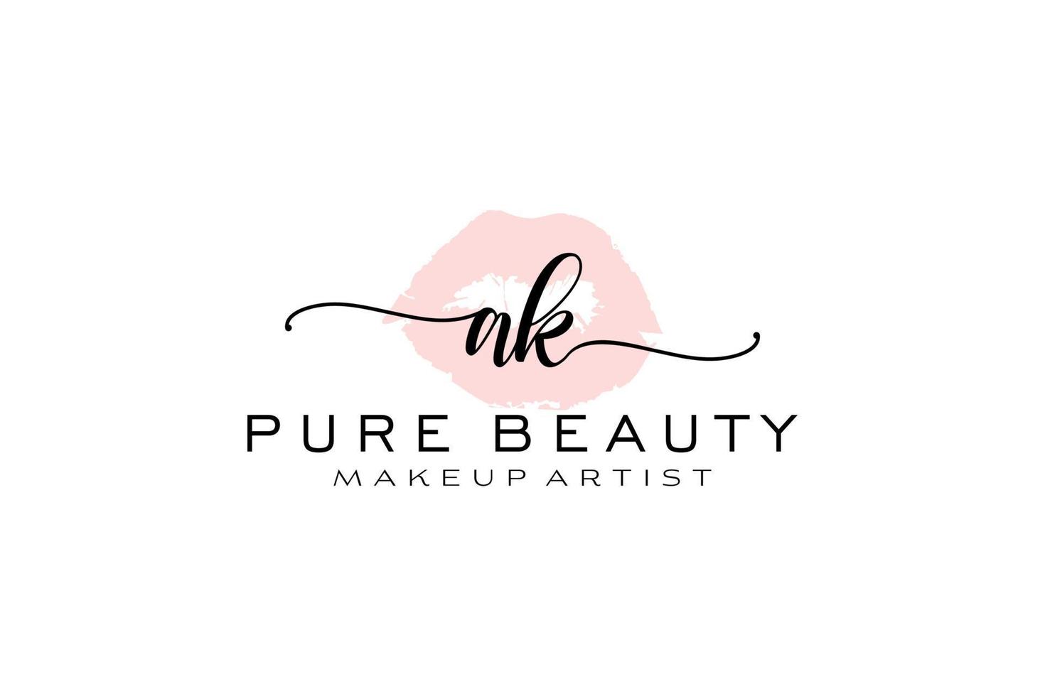 Initial AK Watercolor Lips Premade Logo Design, Logo for Makeup Artist Business Branding, Blush Beauty Boutique Logo Design, Calligraphy Logo with creative template. vector