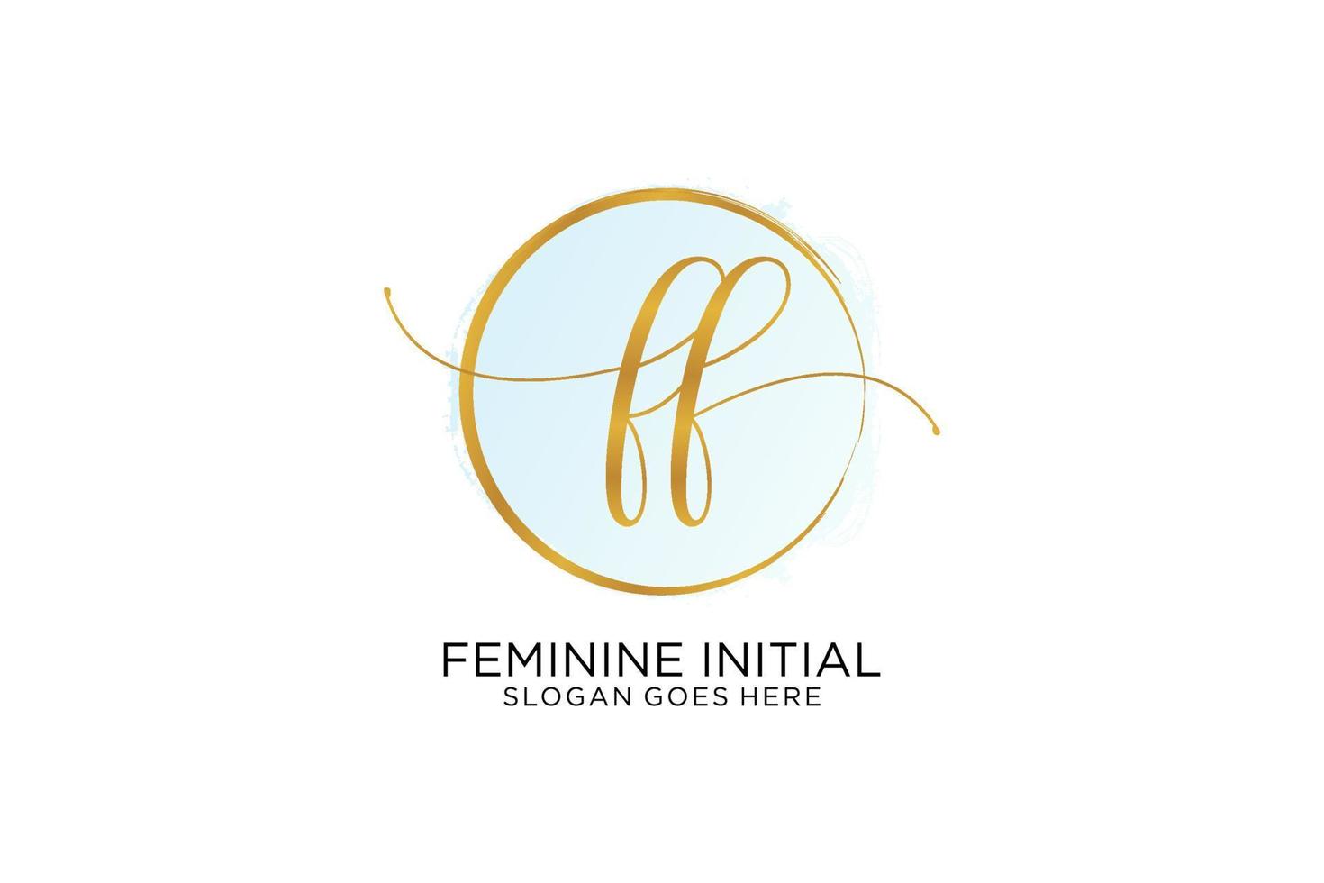 Initial FF handwriting logo with circle template vector signature, wedding, fashion, floral and botanical with creative template.