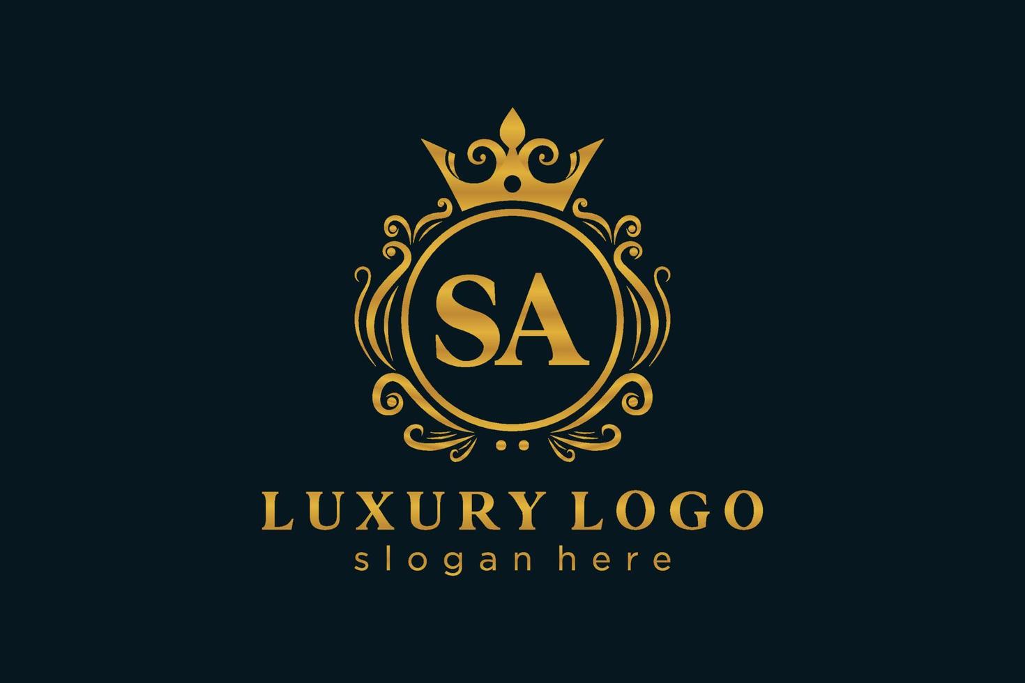Initial SA Letter Royal Luxury Logo template in vector art for Restaurant, Royalty, Boutique, Cafe, Hotel, Heraldic, Jewelry, Fashion and other vector illustration.