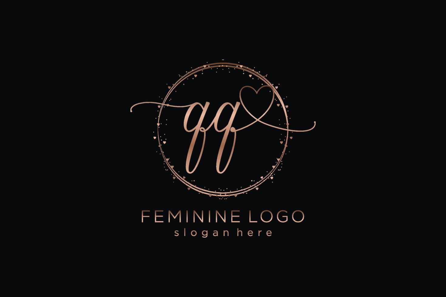 Initial QQ handwriting logo with circle template vector logo of initial wedding, fashion, floral and botanical with creative template.