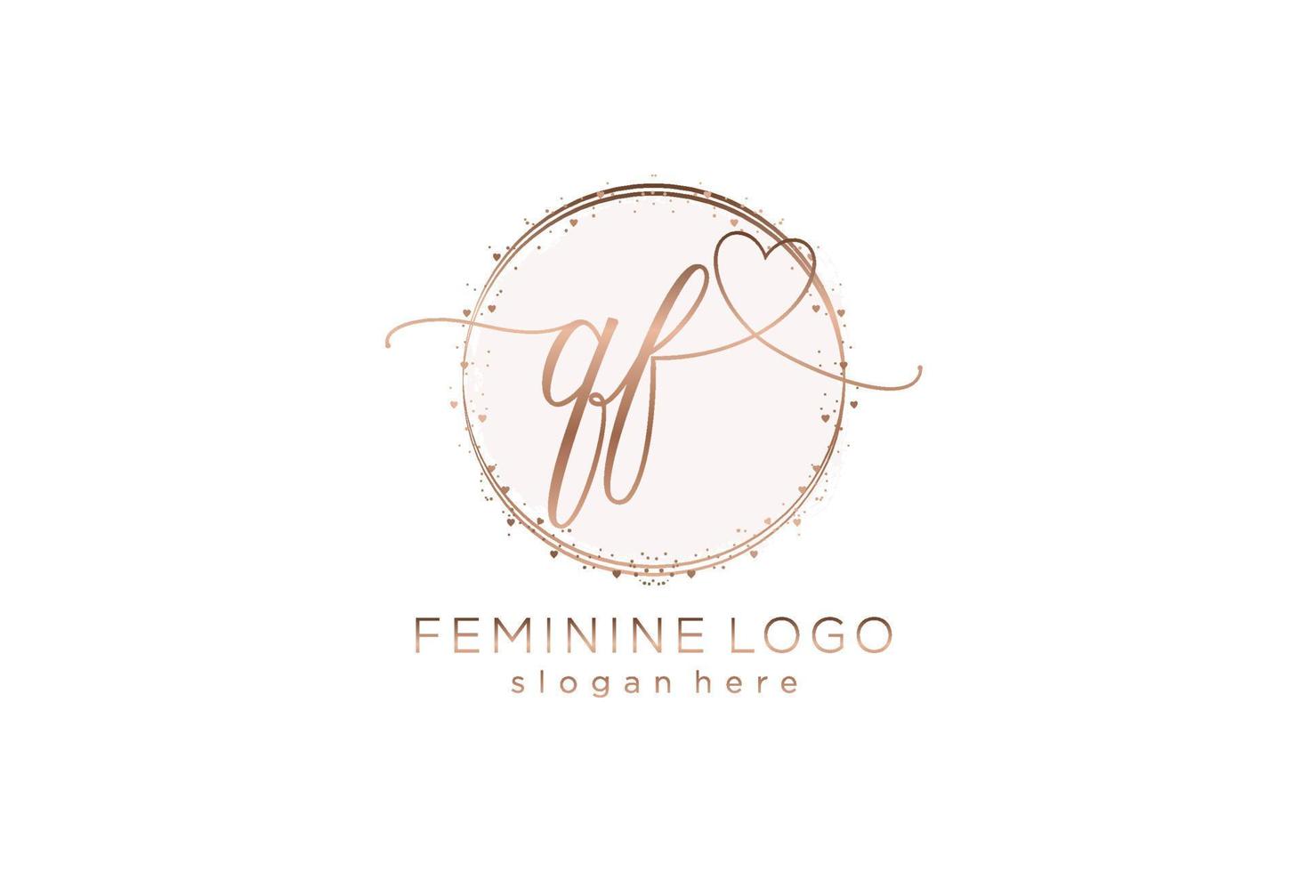 Initial QF handwriting logo with circle template vector logo of initial wedding, fashion, floral and botanical with creative template.
