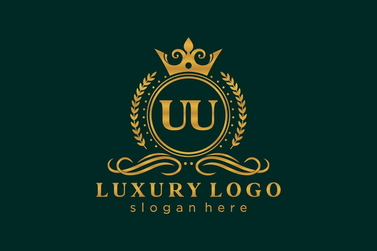 Initial UU Letter Royal Luxury Logo template in vector art for Restaurant, Royalty, Boutique, Cafe, Hotel, Heraldic, Jewelry, Fashion and other vector illustration.