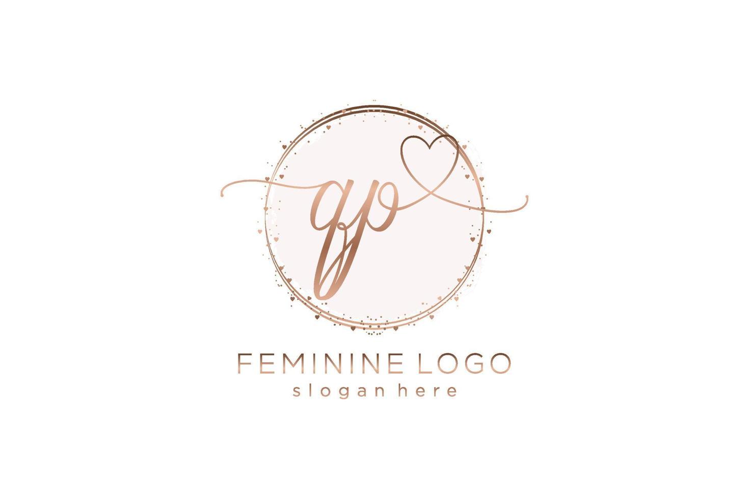 Initial QP handwriting logo with circle template vector logo of initial wedding, fashion, floral and botanical with creative template.