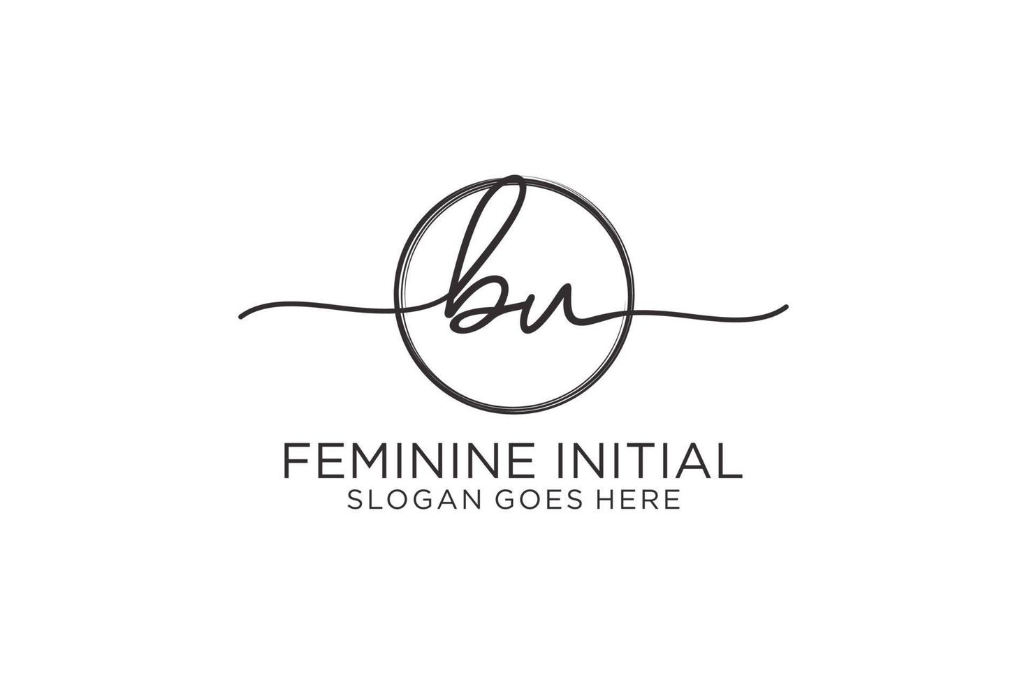 Initial BU handwriting logo with circle template vector logo of initial signature, wedding, fashion, floral and botanical with creative template.