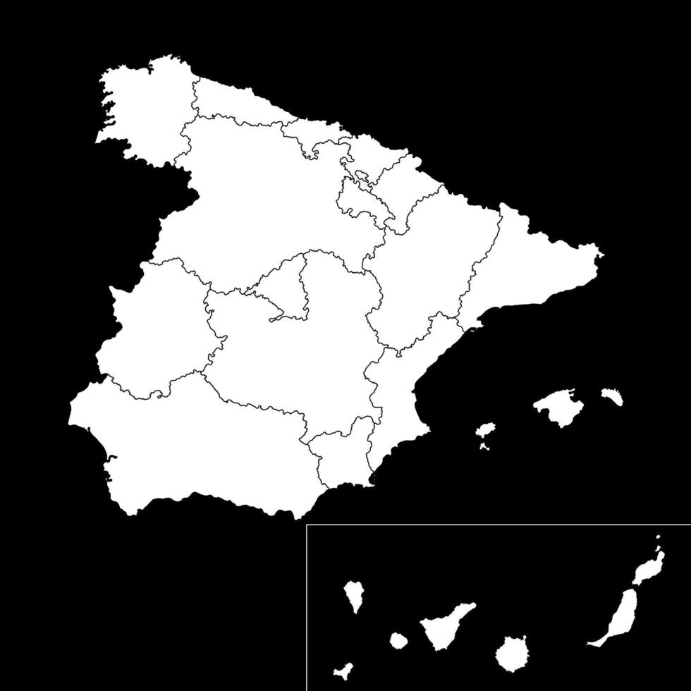 Spain regions map with Canary islands. Vector illustration.