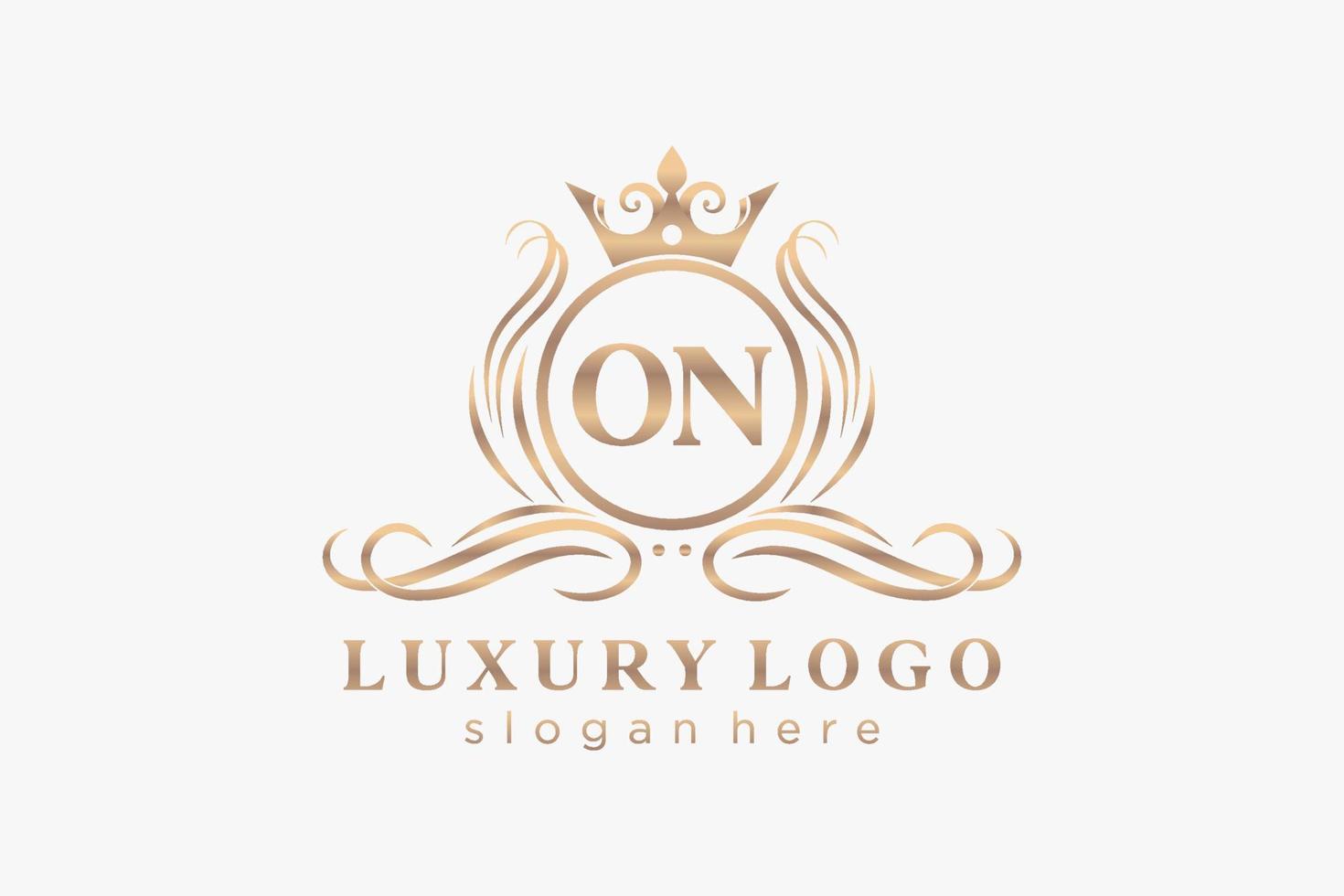 Initial ON Letter Royal Luxury Logo template in vector art for Restaurant, Royalty, Boutique, Cafe, Hotel, Heraldic, Jewelry, Fashion and other vector illustration.