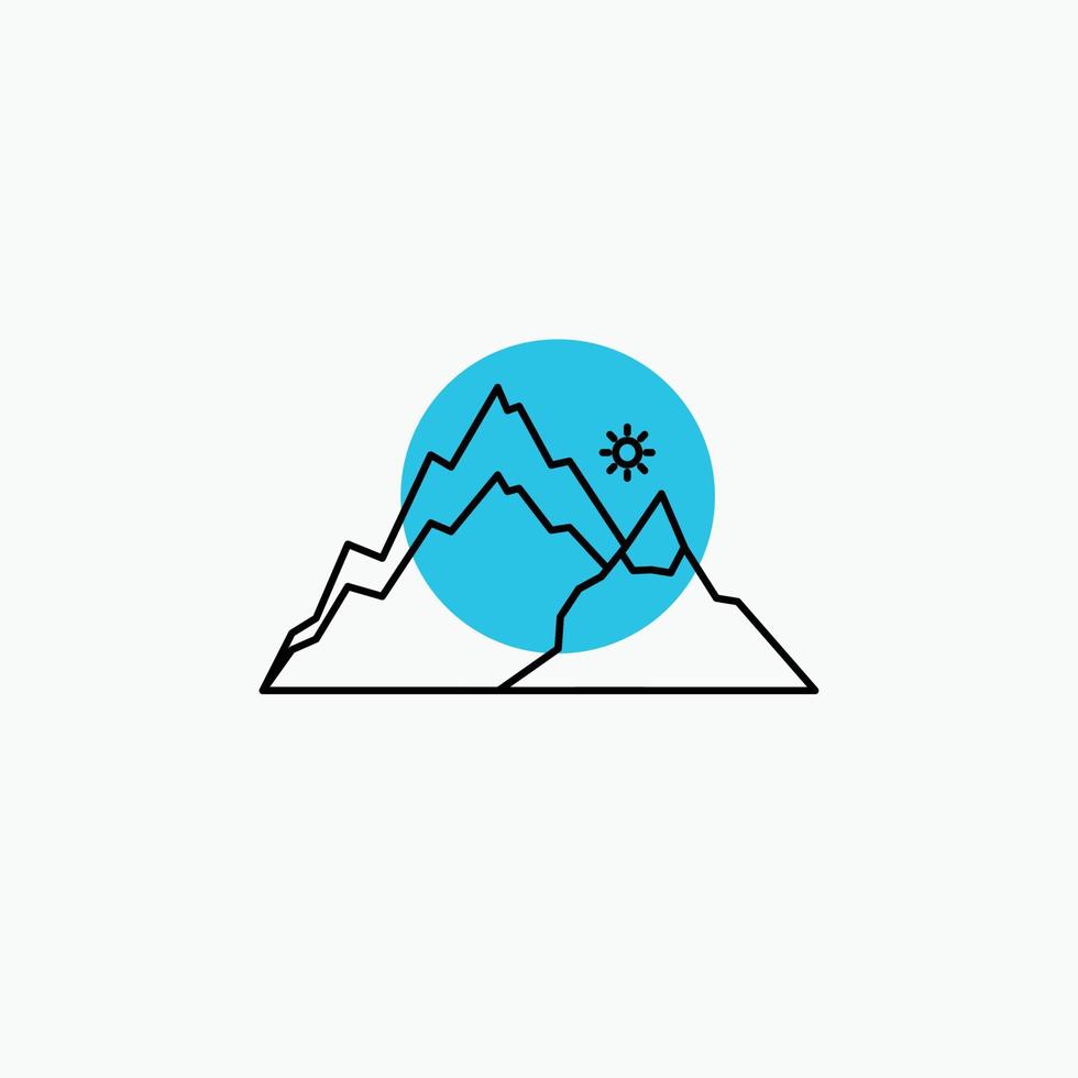 mountain. landscape. hill. nature. tree Line Icon vector