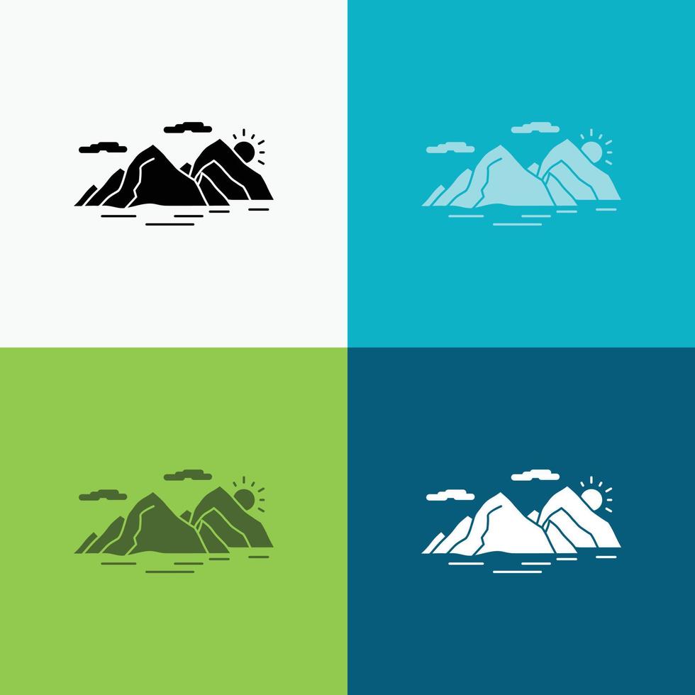 montaña. Cerro. paisaje. naturaleza. icono de la noche sobre varios antecedentes. diseño de estilo de glifo. diseñado para web y aplicación. eps 10 ilustración vectorial vector