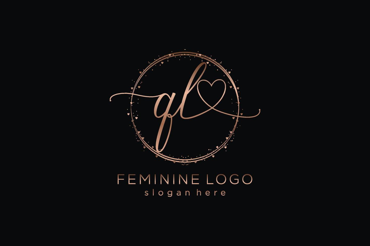 Initial QL handwriting logo with circle template vector logo of initial wedding, fashion, floral and botanical with creative template.