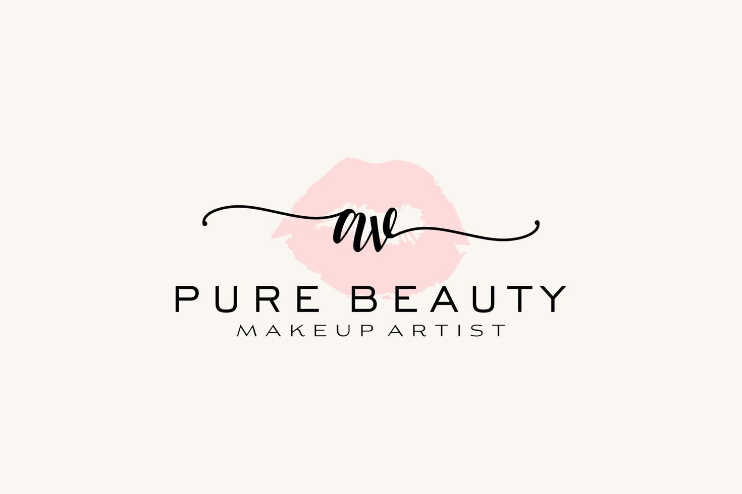 Initial AV Watercolor Lips Premade Logo Design, Logo for Makeup Artist Business Branding, Blush Beauty Boutique Logo Design, Calligraphy Logo with creative template. vector