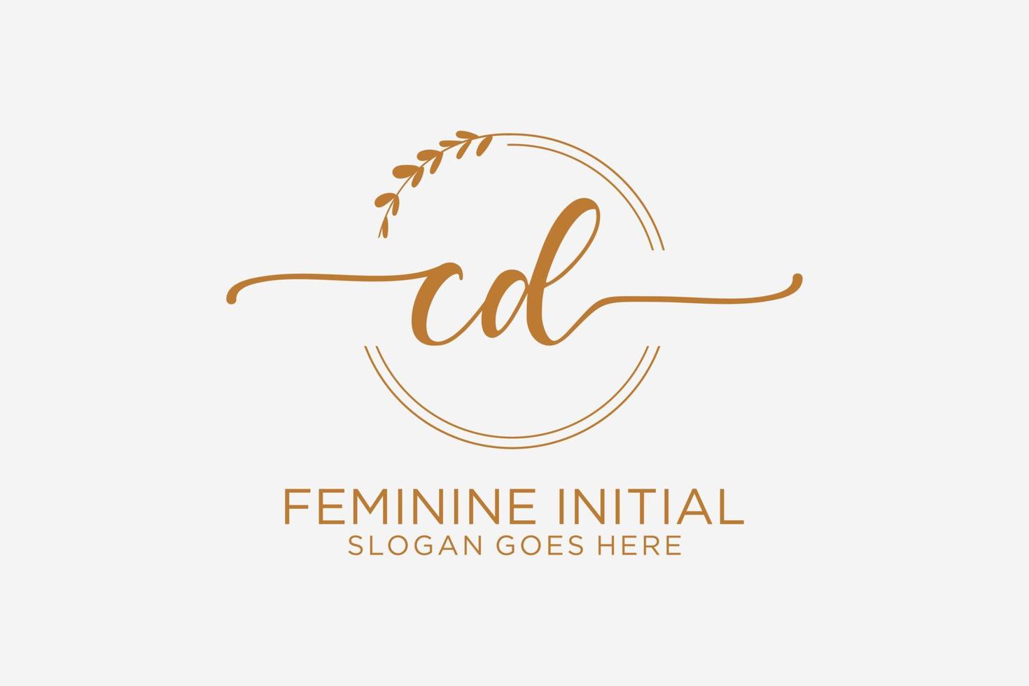 Initial CD beauty monogram and elegant logo design handwriting logo of initial signature, wedding, fashion, floral and botanical with creative template. vector