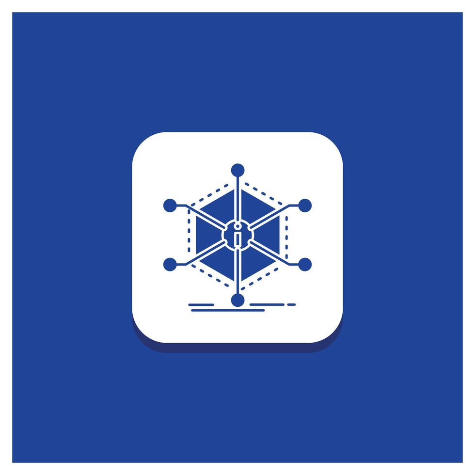 Blue Round Button for Data. help. info. information. resources Glyph icon vector