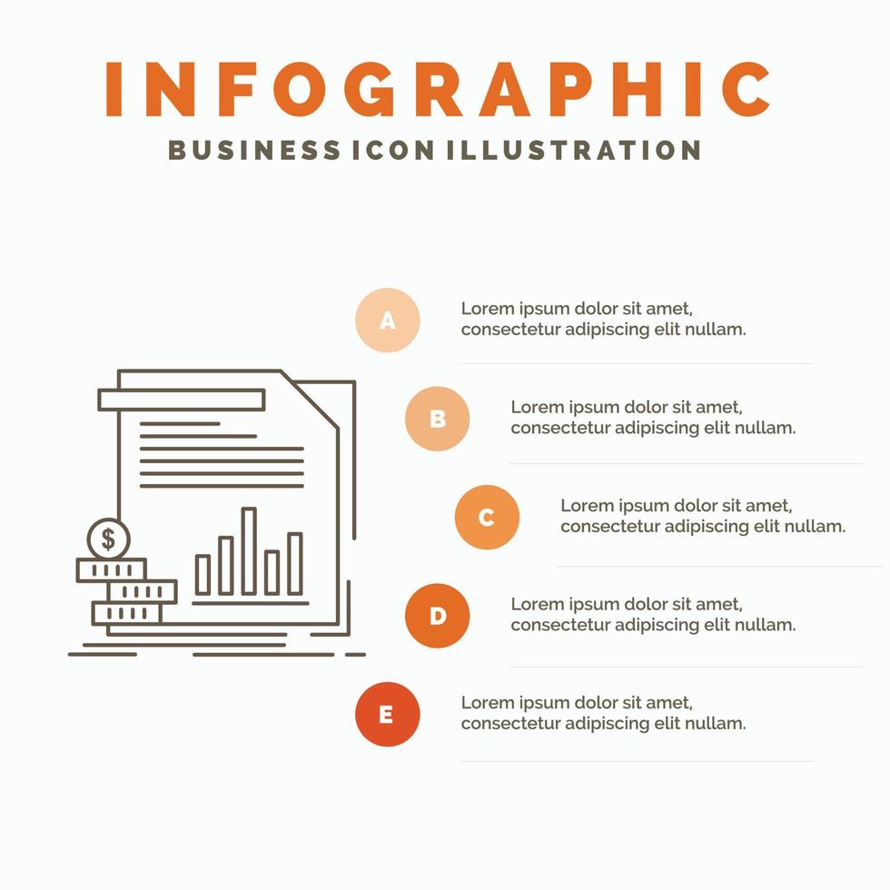 economy. finance. money. information. reports Infographics Template for Website and Presentation. Line Gray icon with Orange infographic style vector illustration