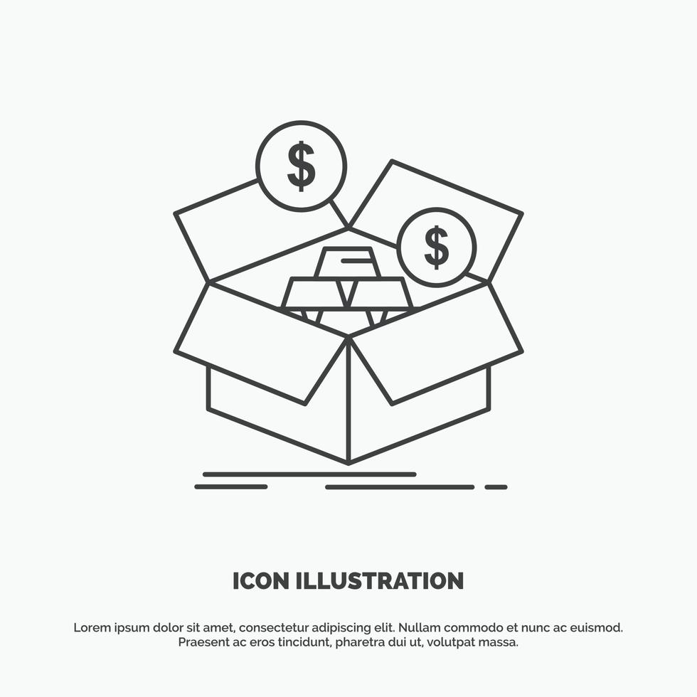 ahorros. caja. presupuesto. dinero. icono de crecimiento. símbolo gris vectorial de línea para ui y ux. sitio web o aplicación móvil vector