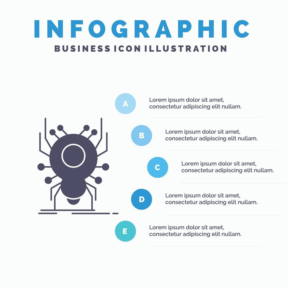 Bug. insect. spider. virus. App Infographics Template for Website and Presentation. GLyph Gray icon with Blue infographic style vector illustration.