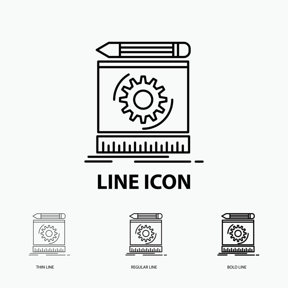 Draft. engineering. process. prototype. prototyping Icon in Thin. Regular and Bold Line Style. Vector illustration