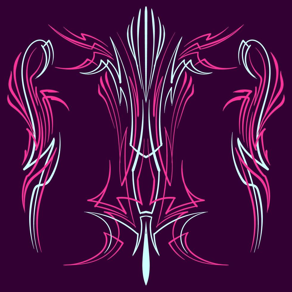 Set of Pinstriping Motorcycle and Car vintage hand drawn and car pinstripe art. Modern tribal illustration. For vinyl sticker, painting template, tattoo, apparel, merchandise. Vector eps 10