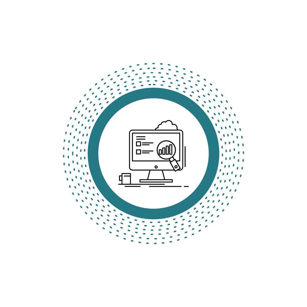 analytics. board. presentation. laptop. statistics Line Icon. Vector isolated illustration