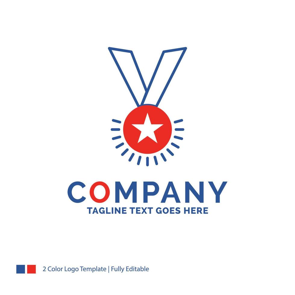 Company Name Logo Design For Award. honor. medal. rank. reputation. ribbon. Blue and red Brand Name Design with place for Tagline. Abstract Creative Logo template for Small and Large Business. vector