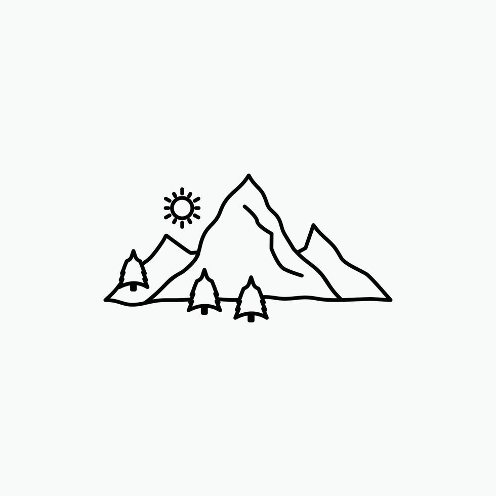 mountain. landscape. hill. nature. tree Line Icon. Vector isolated illustration
