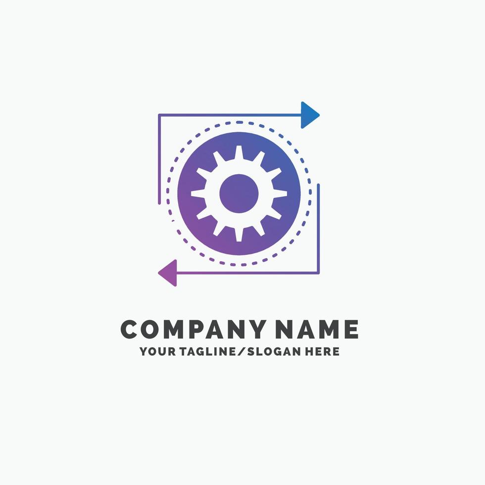 Business. gear. management. operation. process Purple Business Logo Template. Place for Tagline. vector