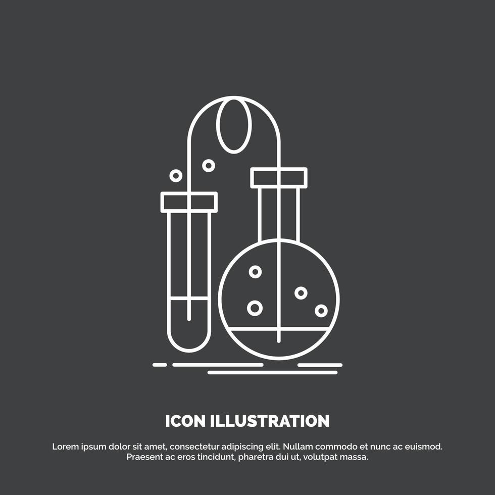 Testing. Chemistry. flask. lab. science Icon. Line vector symbol for UI and UX. website or mobile application