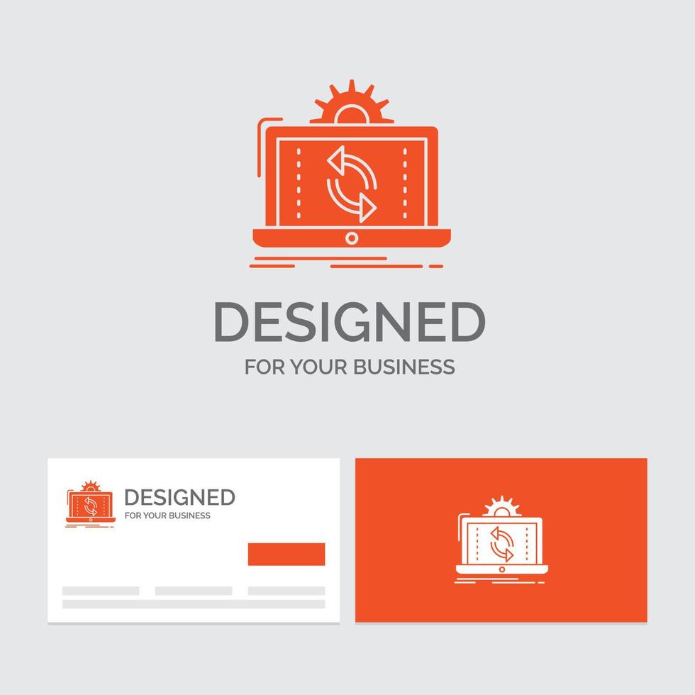 Business logo template for data. processing. Analysis. reporting. sync. Orange Visiting Cards with Brand logo template. vector