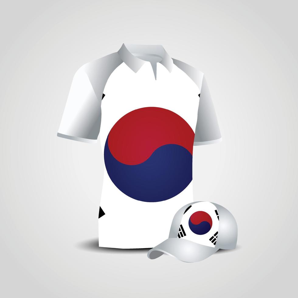 diseño de vector de camiseta y gorra deportiva de corea del sur