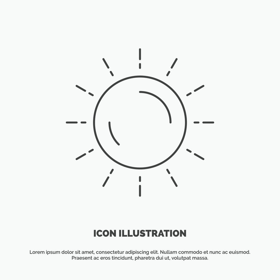 sol. clima. puesta de sol. amanecer. icono de verano. símbolo gris vectorial de línea para ui y ux. sitio web o aplicación móvil vector