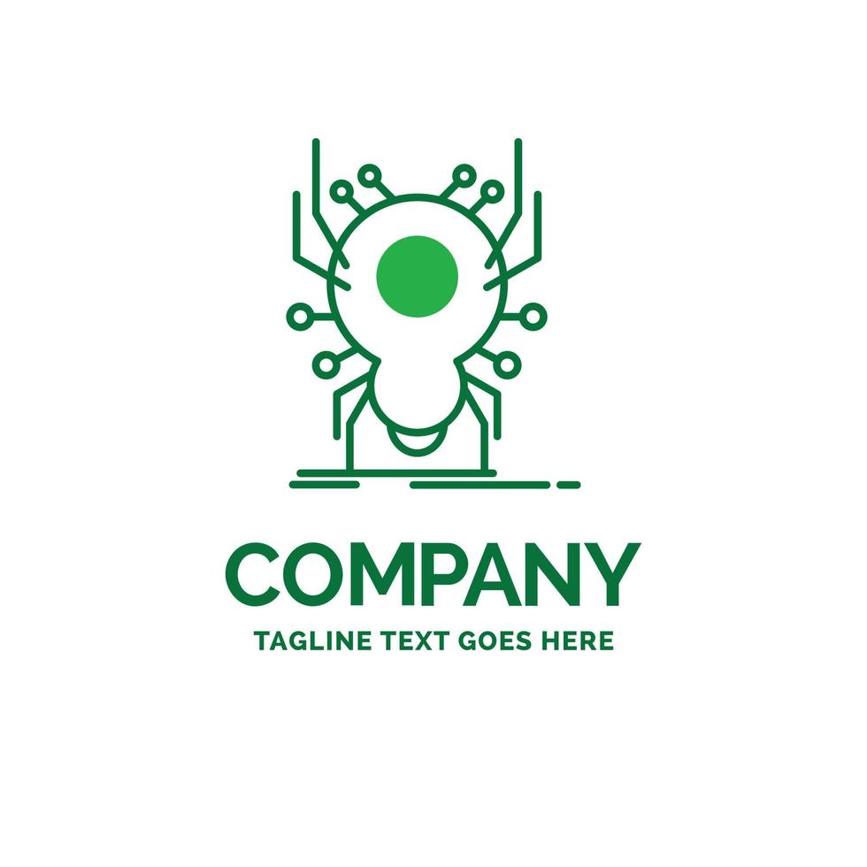 Bug. insect. spider. virus. App Flat Business Logo template. Creative Green Brand Name Design. vector