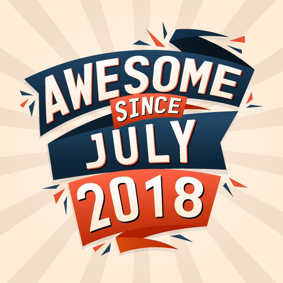 Awesome since July 2018. Born in July 2018 birthday quote vector design